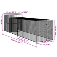 Chicken Cage with Run Anthracite 165x659x181 cm Galvanised Steel