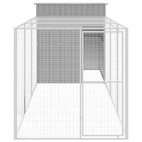 Chicken Cage with Run Light Grey 165x455x181 cm Galvanised Steel