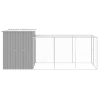 Chicken Cage with Run Light Grey 165x455x181 cm Galvanised Steel