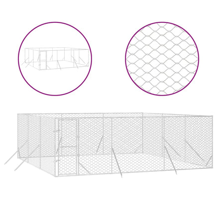 Outdoor Dog Kennel Silver 6x6x2 m Galvanised Steel