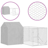 Outdoor Dog Kennel with Roof Silver 4x4x2.5 m Galvanised Steel