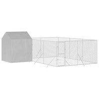 Outdoor Dog Kennel with Roof Silver 6x6x2.5 m Galvanised Steel