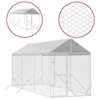 Outdoor Dog Kennel with Roof Silver 2x6x2.5 m Galvanised Steel