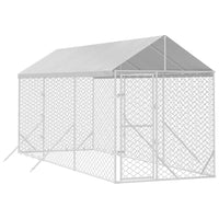 Outdoor Dog Kennel with Roof Silver 2x6x2.5 m Galvanised Steel