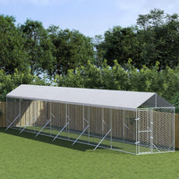 Outdoor Dog Kennel with Roof Silver 2x14x2.5 m Galvanised Steel