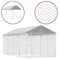 Outdoor Dog Kennel with Roof Silver 3x6x2.5 m Galvanised Steel