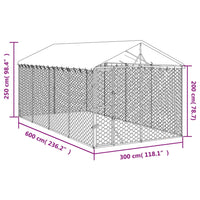 Outdoor Dog Kennel with Roof Silver 3x6x2.5 m Galvanised Steel