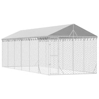 Outdoor Dog Kennel with Roof Silver 3x9x2.5 m Galvanised Steel