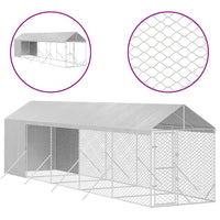 Outdoor Dog Kennel with Roof Silver 2x10x2.5 m Galvanised Steel