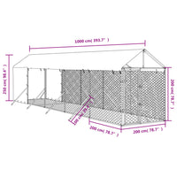 Outdoor Dog Kennel with Roof Silver 2x10x2.5 m Galvanised Steel