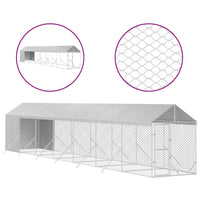 Outdoor Dog Kennel with Roof Silver 2x14x2.5 m Galvanised Steel