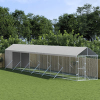 Outdoor Dog Kennel with Roof Silver 2x14x2.5 m Galvanised Steel