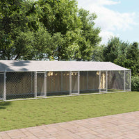 Dog Cage with Roof and Doors Grey 10x2x2 m Galvanised Steel