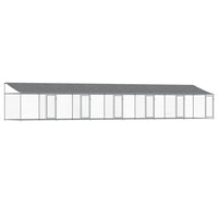 Dog Cage with Roof and Doors Grey 12x2x2 m Galvanised Steel