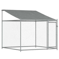 Dog Cage with Roof and Doors Grey 12x2x2 m Galvanised Steel