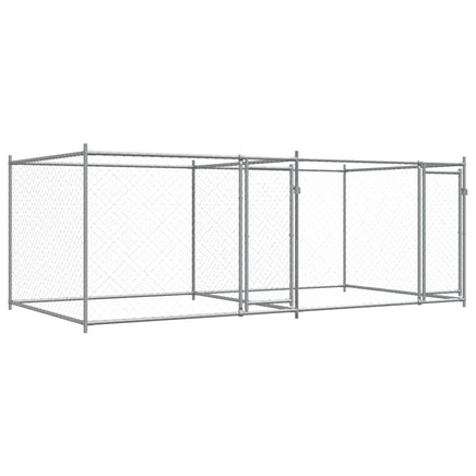 Dog Cage with Doors Grey 4x2x1.5 m Galvanised Steel