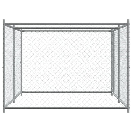 Dog Cage with Door Grey 4x2x1.5 m Galvanised Steel