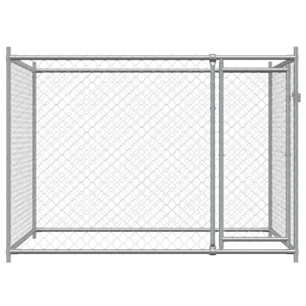 Dog Cage with Door Grey 2x2x1.5 m Galvanised Steel