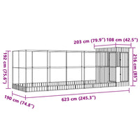 Aviary with Extension Silver 623x203x216 cm Steel