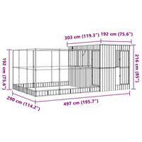 Aviary with Extension Silver 497x303x216 cm Steel