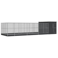 Aviary with Extension Silver 911x303x216 cm Steel