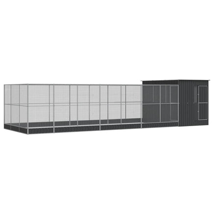 Aviary with Extension Silver 911x303x216 cm Steel