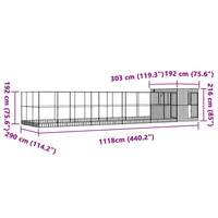 Aviary with Extension Silver 1118x303x216 cm Steel