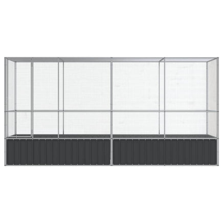 Aviary with Extension Silver 418.5x107x212 cm Steel