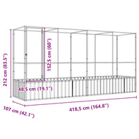 Aviary with Extension Silver 418.5x107x212 cm Steel