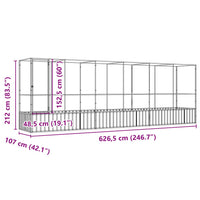 Aviary with Extension Silver 626.5x107x212 cm Steel