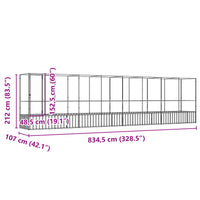 Aviary with Extension Silver 834.5x107x212 cm Steel