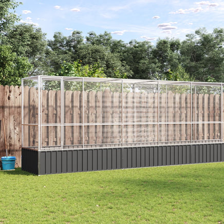Aviary with Extension Silver 1042.5x107x212 cm Steel