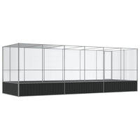 Aviary with Extension Silver 625x207x212 cm Steel
