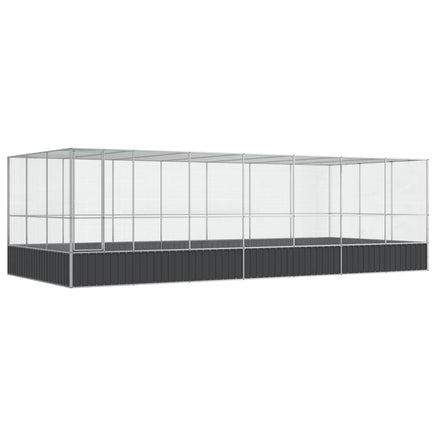 Aviary with Extension Silver 725x307x212 cm Steel