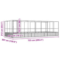 Aviary with Extension Silver 725x307x212 cm Steel