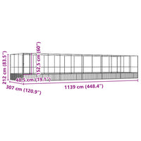 Aviary with Extension Silver 1139x307x212 cm Steel