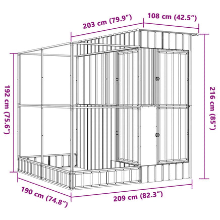 Aviary with Extension Silver 209x203x216 cm Steel