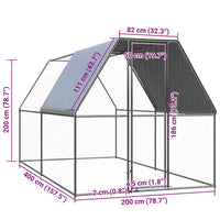 Chicken Cage 2x4x2 m Galvanised Steel