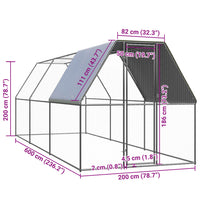 Chicken Cage 2x6x2 m Galvanised Steel