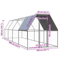 Chicken Cage 2x8x2 m Galvanised Steel