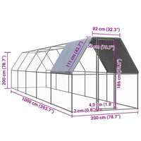 Chicken Cage 2x10x2 m Galvanised Steel