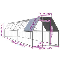 Chicken Cage 2x12x2 m Galvanised Steel