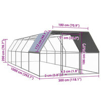 Chicken Cage 3x10x2 m Galvanised Steel