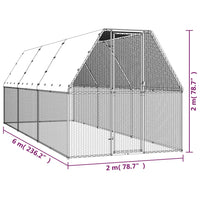 Chicken Cage 2x6x2 m Galvanised Steel