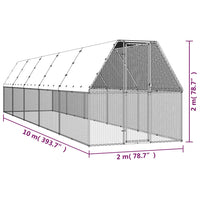 Chicken Cage 2x10x2 m Galvanised Steel