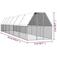 Chicken Cage 2x12x2 m Galvanised Steel