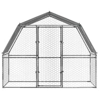 Chicken Cage with Roof and Door Silver Galvanised Steel