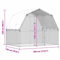 Chicken Cage with Roof and Door Silver Galvanised Steel