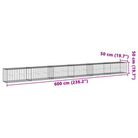 Gabion Basket with Cover 600x50x50 cm Galvanised Iron