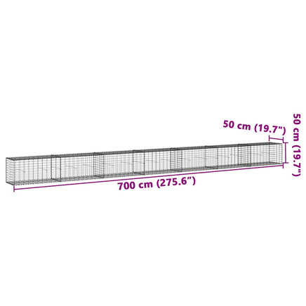 Gabion Basket with Cover 700x50x50 cm Galvanised Iron